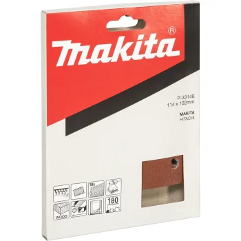 Makita P-33146 Hook and Loop Sandpaper 102x114 mm P180, 10 Pcs