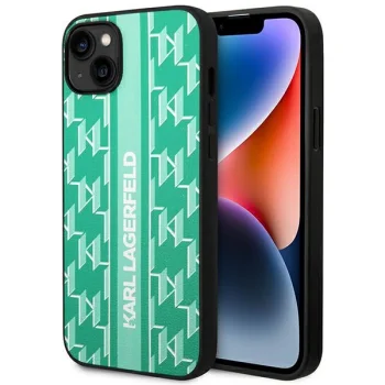 Karl Lagerfeld Monogram Stripe Case for iPhone 14 Plus, Green