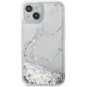 Guess iPhone 14 Case Liquid Glitter Marble, White