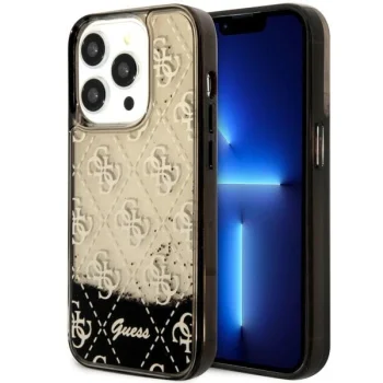 Guess iPhone 14 Pro Case Liquid Glitter 4G Translucent, Black