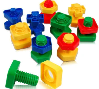 Montessori Educational Construction Blocks Screws and Nuts, 30 Pieces