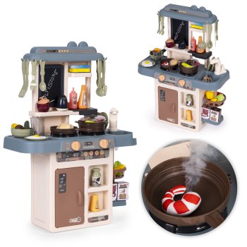 Multistore Kids Play Kitchen with Sound, LED, Steam and Water, 55 Elements