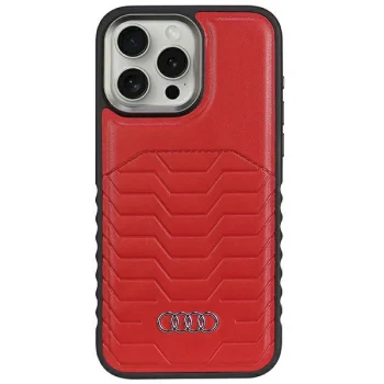 Audi iPhone 14 Pro Max Case Synthetic Leather MagSafe, Red