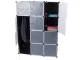 Modular Wardrobe Closet Organizer with 9 Shelves and Hanging Rail, Black