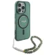 Guess iPhone 16 Pro Max Case IML Glitter With Pearl Strap MagSafe, Green