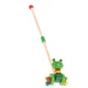Wooden Push Toy with Handle Frog