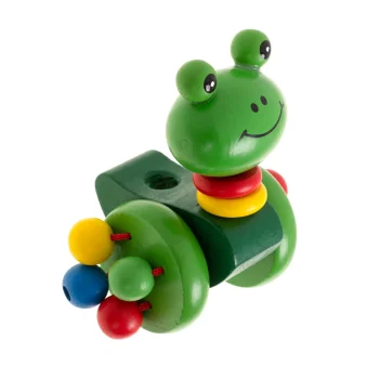 Wooden Push Toy with Handle Frog