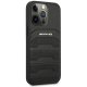 AMG Debossed Lines iPhone 14 Pro Genuine Leather Case, Black