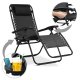 Sofotel Chillwell Folding Garden Lounger with Cushion, Black