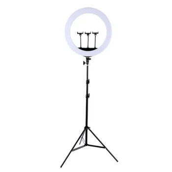 LED Ring Lamp 45cm With Adjustable Tripod Up To 2.1m and 3 Phone Holders