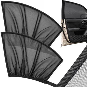 Car Window Sunshades with Mosquito Net, Black, 2 Pcs