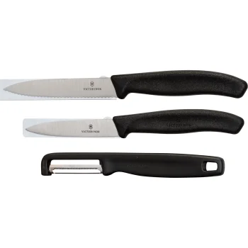 Victorinox Swiss Classic 3-Piece Vegetable Knife Set with Peeler, Black