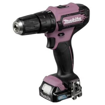 Akumuliatorinis smūginis gręžtuvas-suktuvas Makita HP333DSAP1 12 V 2.0 Ah, rožinis