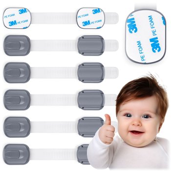 Child Safety Cabinet and Drawer Locks Ricokids 798101, 6 Pack, Grey