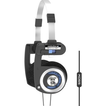 Koss Porta Pro Classic On-Ear Headphones with Microphone, Black/Blue