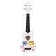 ECOTOYS Wooden Ukulele for Kids with 4 Nylon Strings and Pick, White