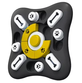 Purlov Interactive Dog Toy with Slow Feeder Bowl, Black/Yellow