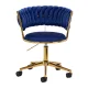 Beauty Salon Velvet Swivel Chair 4Rico QS-GW01G, Navy Blue