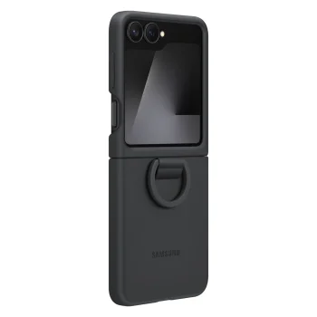 Samsung Galaxy Z Flip 7 FE (SM-F761B/DS) Original Silicon Case Cover with Ring, Black (EF-PF741TBEGWW)