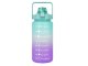 Motivational Water Bottle with Straw 2000 ml, Blue-Purple