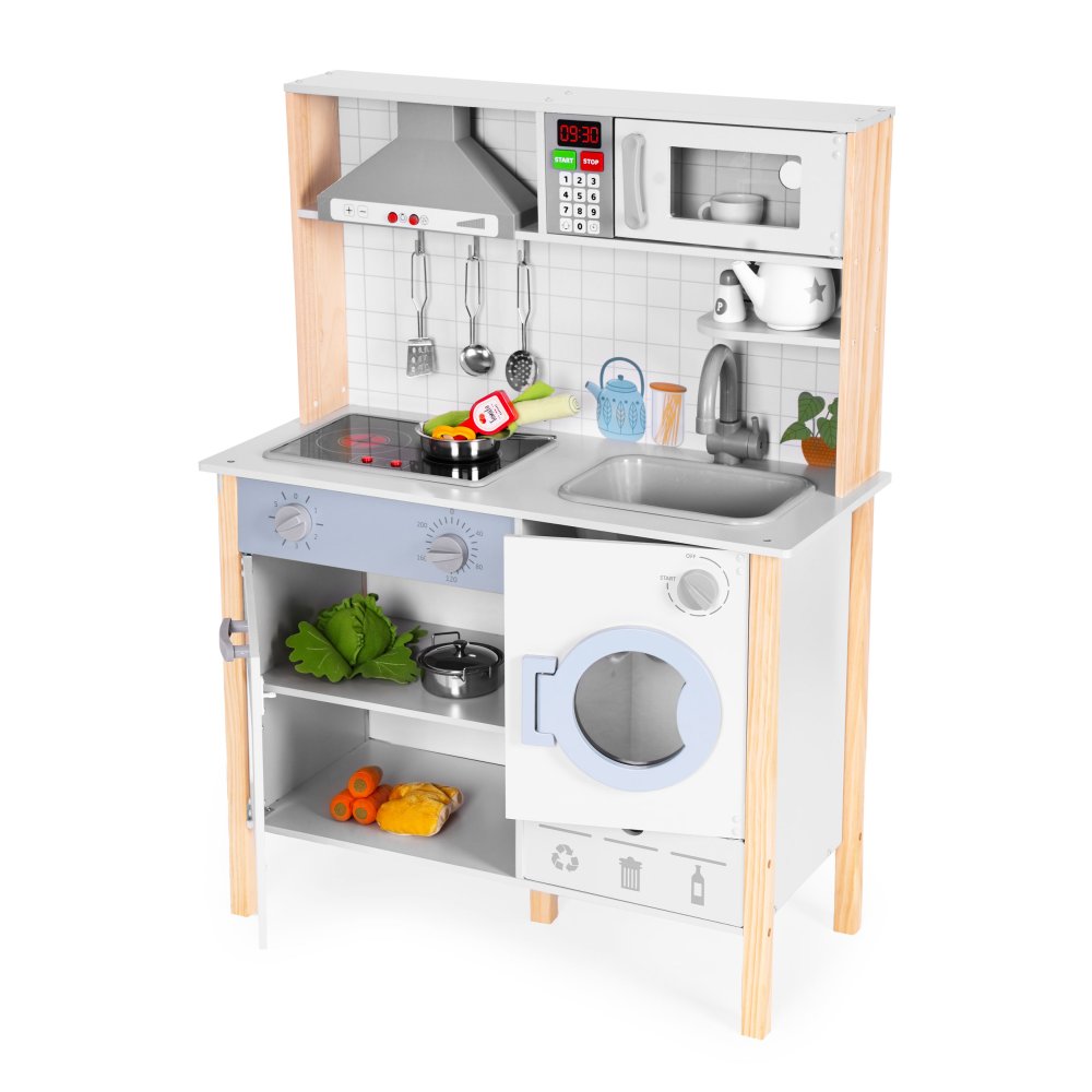 Wooden play kitchen for children with LED, sounds, oven, washing machine, ECOTOYS (2)