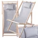 Folding Wooden Beach and Garden Sun Lounger with Pillow, Grey