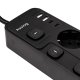 Huslog Power Strip with 5 Individual Switches, 4 Schuko Outlets, 4 USB Ports, 1.5m, black