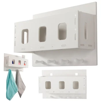 Hanging Bathroom Shelf with Hooks, White
