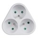 Maclean MCE214 3-Way Socket Adapter with Grounding, 16A, White