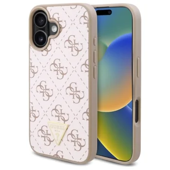 Guess iPhone 16 Case New 4G Triangle, White