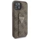 Guess iPhone 15 Case Grip Stand 4G Triangle Strass, Brown
