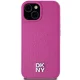DKNY Leather Pattern Metal Logo MagSafe Case for iPhone 15 / 14 / 13, Pink