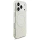 Guess IML Flowers Allover MagSafe Case for iPhone 18 Pro / 17 Pro with Pearl Strap, White