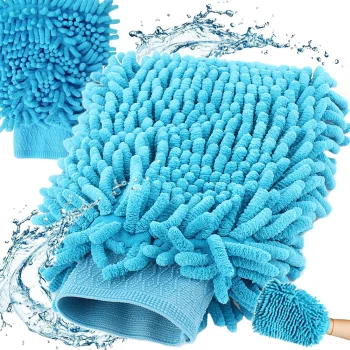 Double-Sided Microfiber Car Wash Mitt, Blue