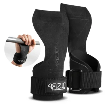 4FIZJO Leather Gymnastics Grips for CrossFit and Pull-Ups - Black