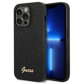 Guess iPhone 14 Pro Case Glitter Script, Black