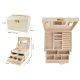 Jewelry Box Organizer with Mirror and Drawers, Beige