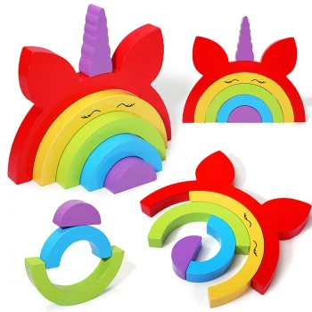 Bakalu Wooden Logic Game & Rainbow Unicorn Sorter
