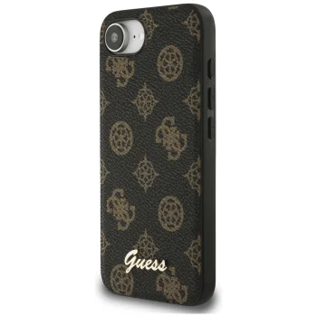 Guess Peony Script Logo MagSafe Case for iPhone 16e Black