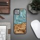 Bewood iPhone 15 Plus Case Unique Uranus Wood and Resin, Blue/White