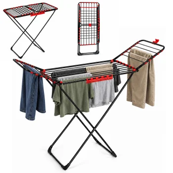 Folding Free-Standing Clothes Drying Rack ModernHome, 18 m, Black
