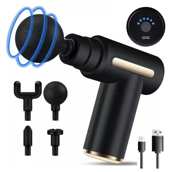 Cordless Massage Gun with 4 Attachments, Black