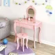 Ecotoys Kids Dressing Table with Mirror and Stool, Pink