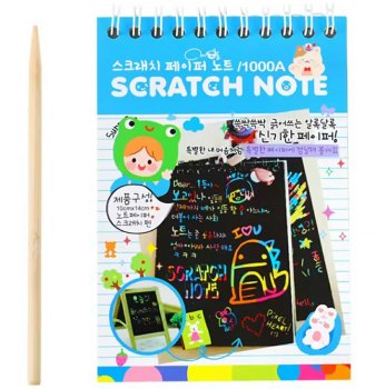 Creative rainbow scratch art pad for kids, A6, 10 sheets, with wooden stylus