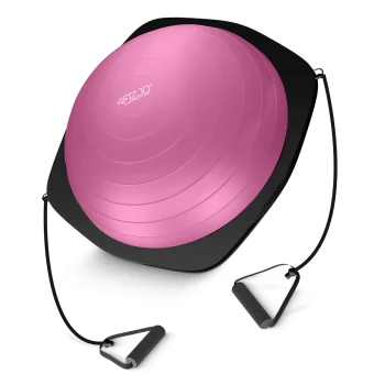 4Fizjo Balance Half Ball with Resistance Bands, 60 cm, Pink