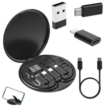 5-in-1 Adapter Kit with USB-C Micro USB Lightning and SIM Tool in Travel Case