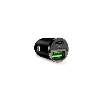 Puro Mini 30W Power Delivery USB-C & USB-A Car Charger - Black