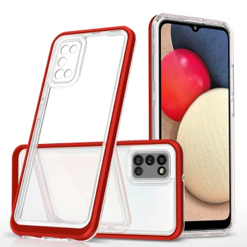 Case for Samsung Galaxy A03s Hybrid Armor Clear 3in1, Red