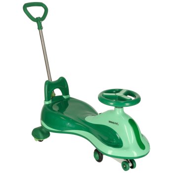 Swing FIX S2 Wiggle Car with LED Wheels and Push Handle, Green, max 100kg