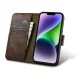 iCarer Oil Wax 2-in-1 Leather Wallet Case for iPhone 14 Plus, RFID, Brown